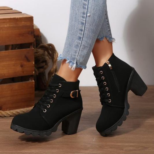 Serenity™ | Chic Lace-Up Chunky Ankle Boots