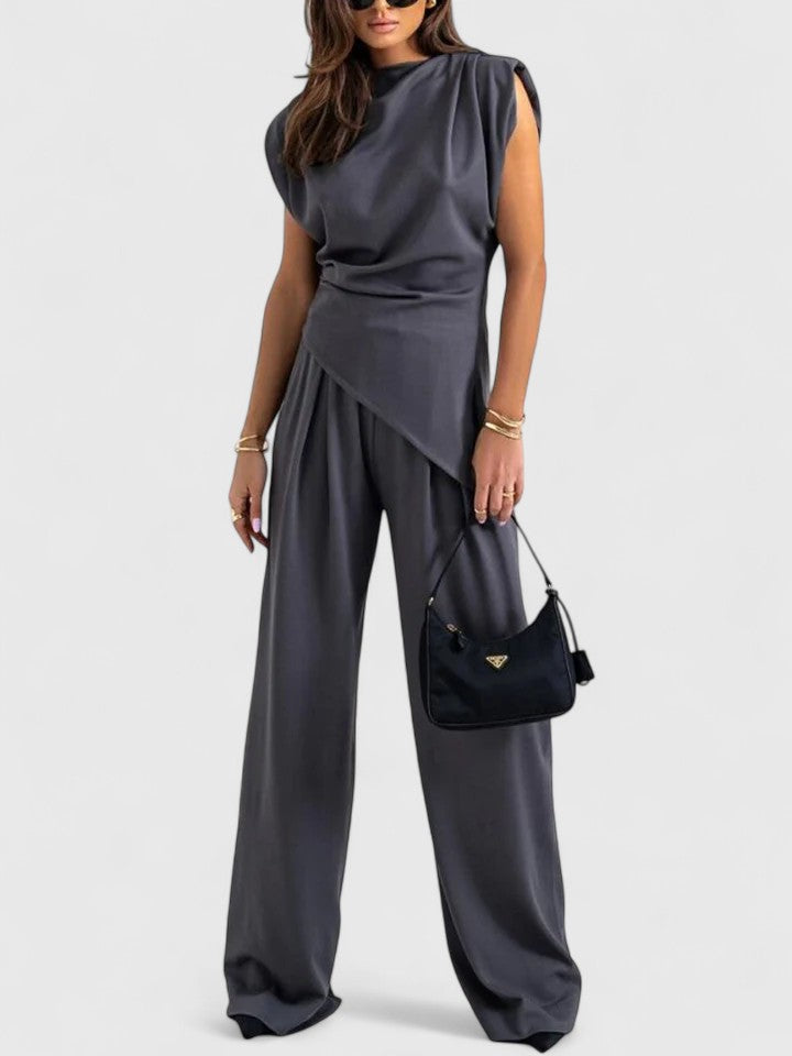 Layla | Women's Wide Leg Pants Occasion Set Draped Two-Piece