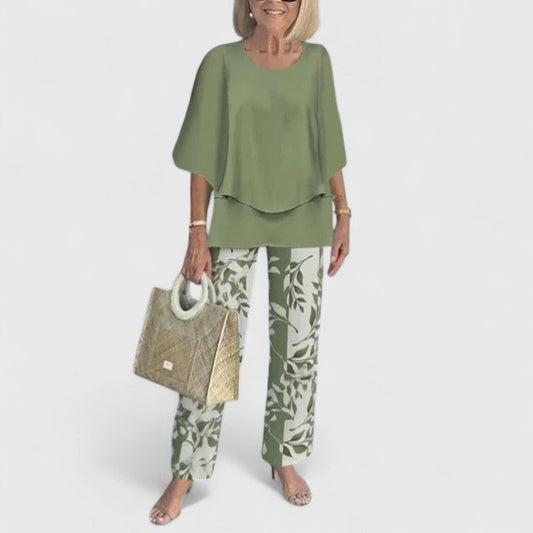 Fern | Women's Wide-Leg Pants & Casual Floral Top Set