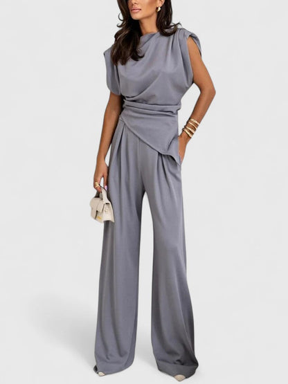 Layla | Women's Wide Leg Pants Occasion Set Draped Two-Piece