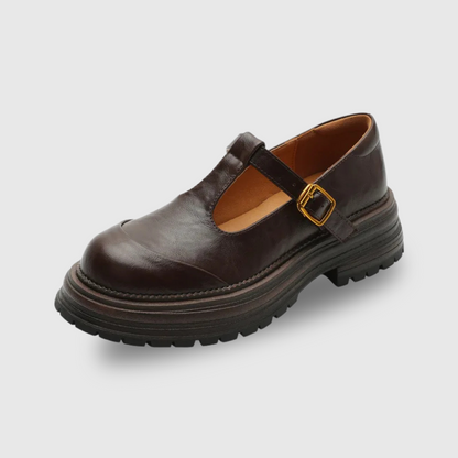 Wanda | Women's T-Bar Mary Jane Shoes Round Toe Brogue Low Heel