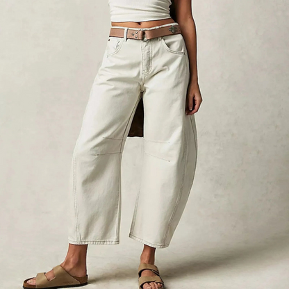 Grainne | Women's High Waist Barrel Leg Jeans Easy-Fit Denim