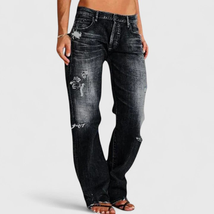 Charity2™ | Women's Low Rise Distressed Straight Leg Jeans