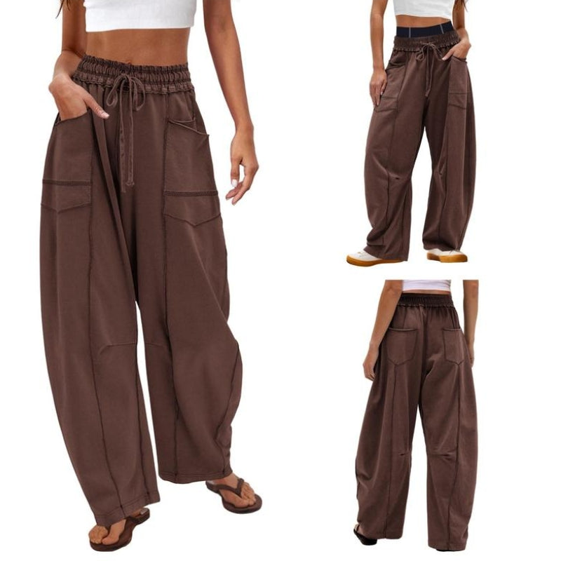 Antigone | Women's Wide Leg Cargo Pants High Waist Drawstring