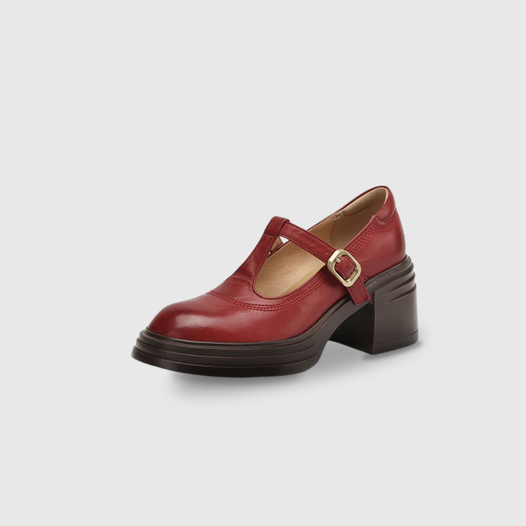 Brenda2™ | Women's Chunky Block Heel Mary Jane Pumps Round Toe Strap