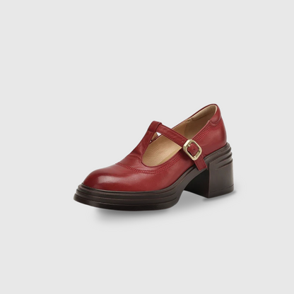 Brenda2™ | Women's Chunky Block Heel Mary Jane Pumps Round Toe Strap