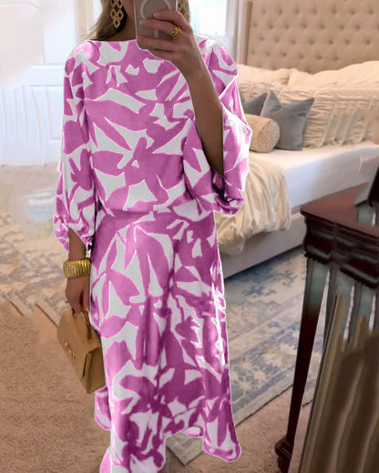 Ashley | Lantern Sleeve Printed Two-Piece Set