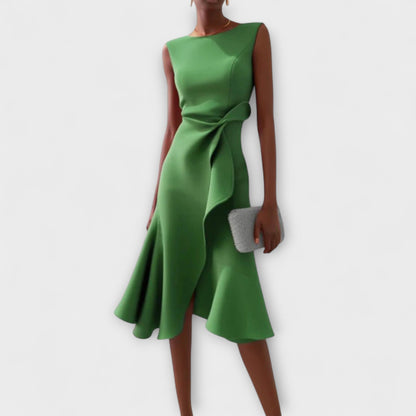 Verity | Draped Asymmetric Midi Dress