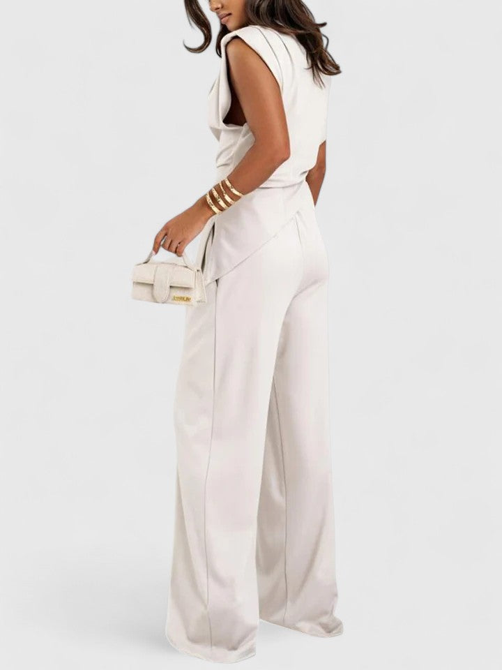 Layla | Women's Wide Leg Pants Occasion Set Draped Two-Piece