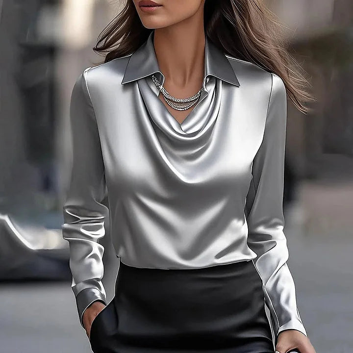 Lacey | Elegant Shiny Blouse with V-Neck