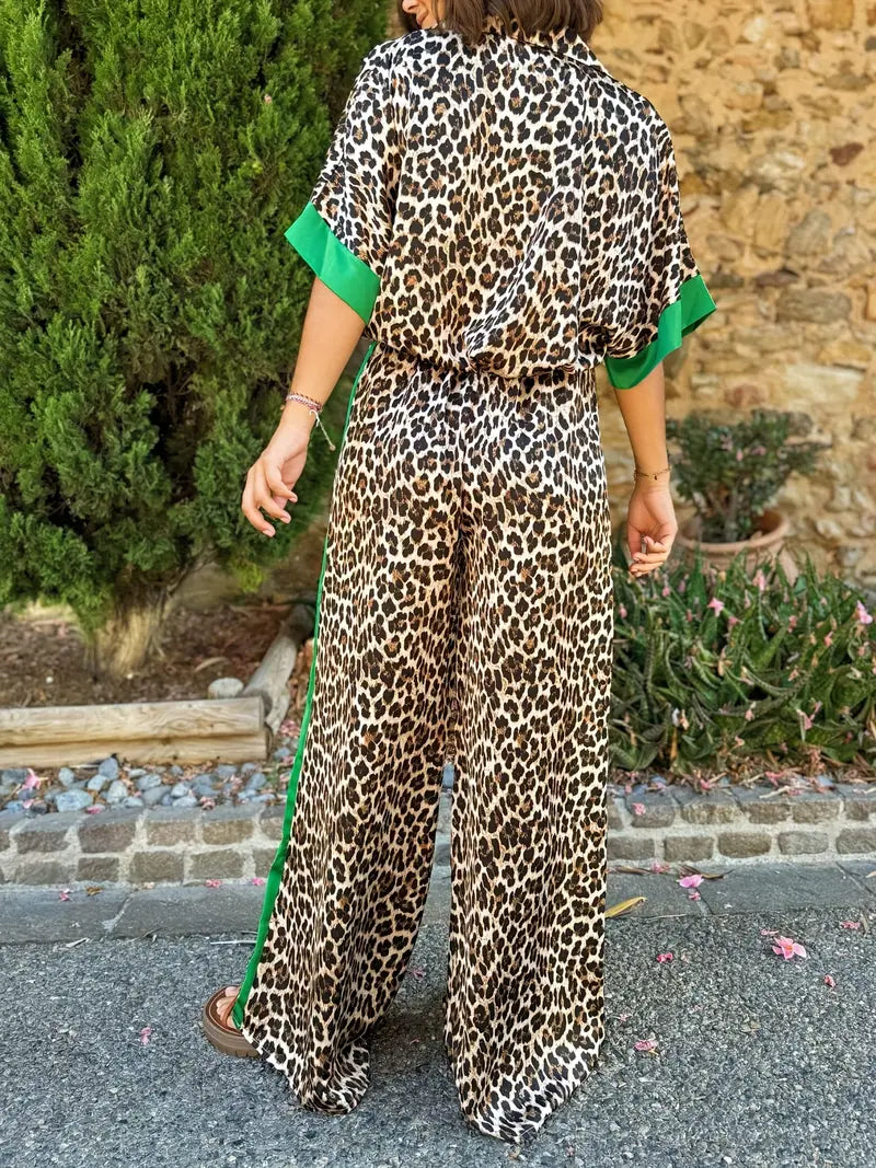 Caitlin | Fluid Leopard Print Wide Ensemble