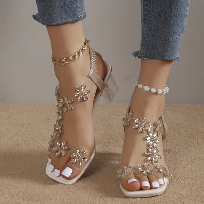 Dawn | Women's Rhinestone Block Heel Sandals