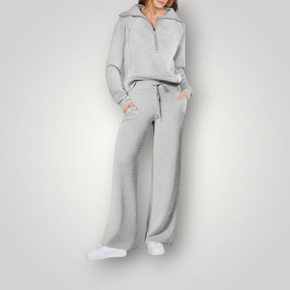 Luna | Women's Wide Leg Lounge Set Half Zip Sweatshirt