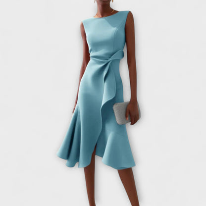 Verity | Draped Asymmetric Midi Dress