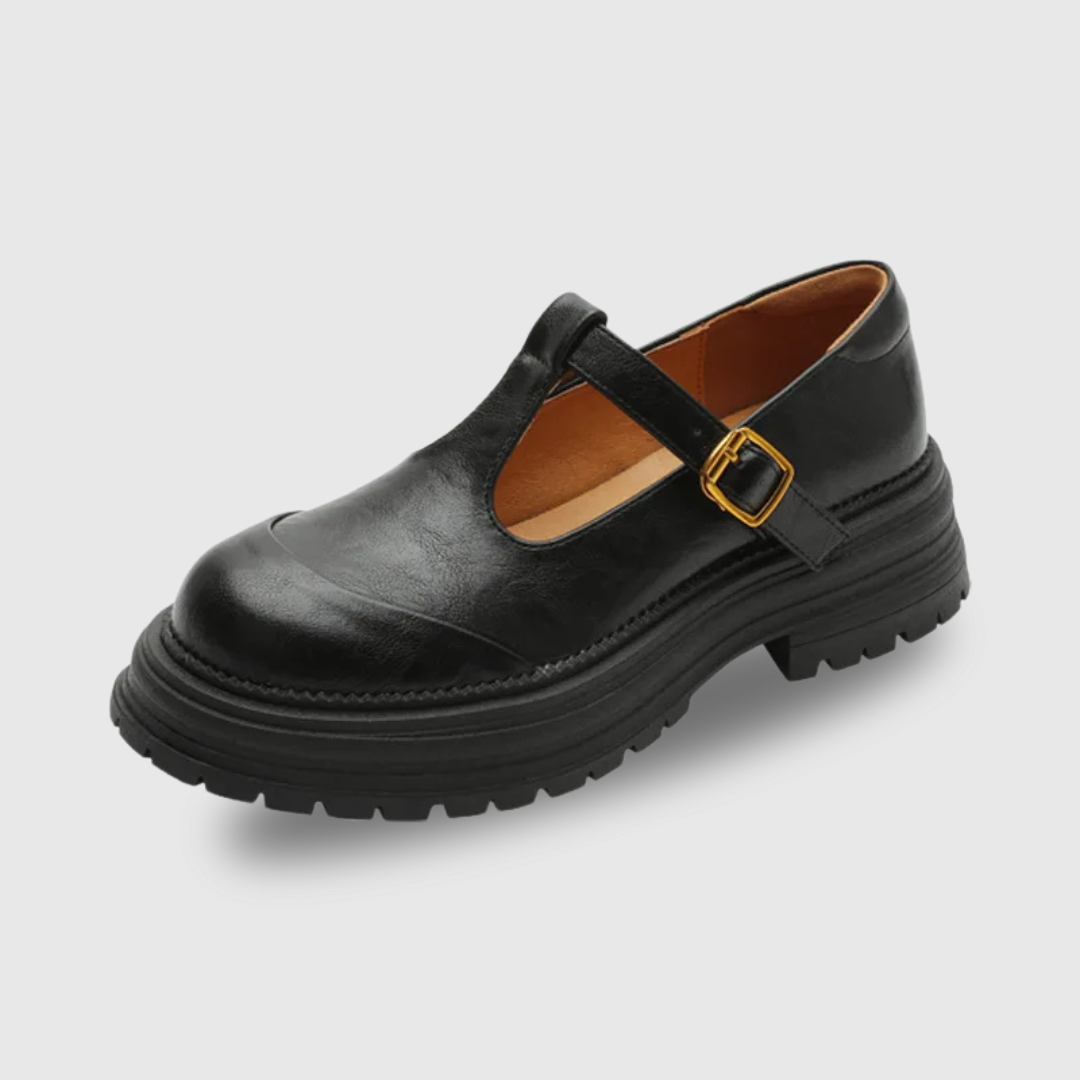 Wanda | Women's T-Bar Mary Jane Shoes Round Toe Brogue Low Heel