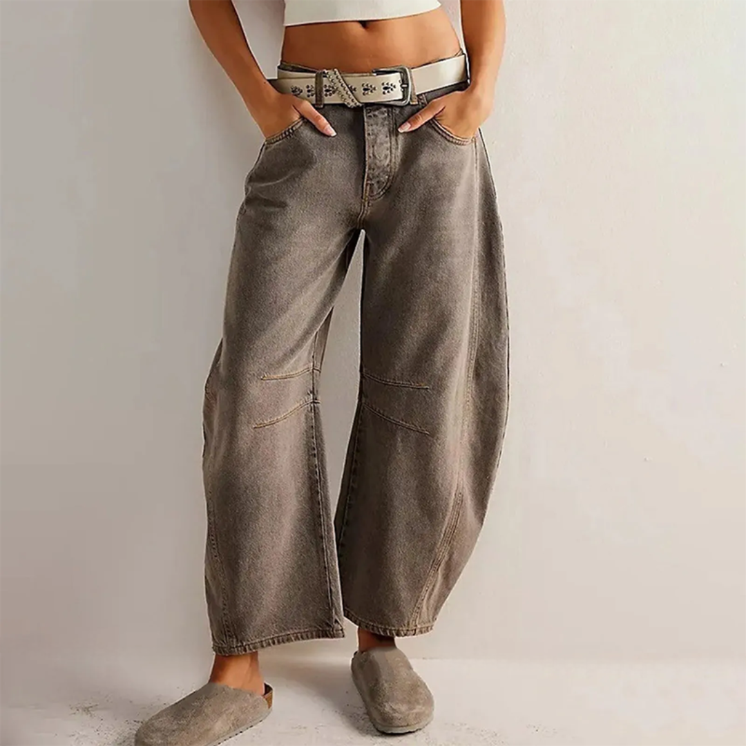 Grainne | Women's High Waist Barrel Leg Jeans Easy-Fit Denim