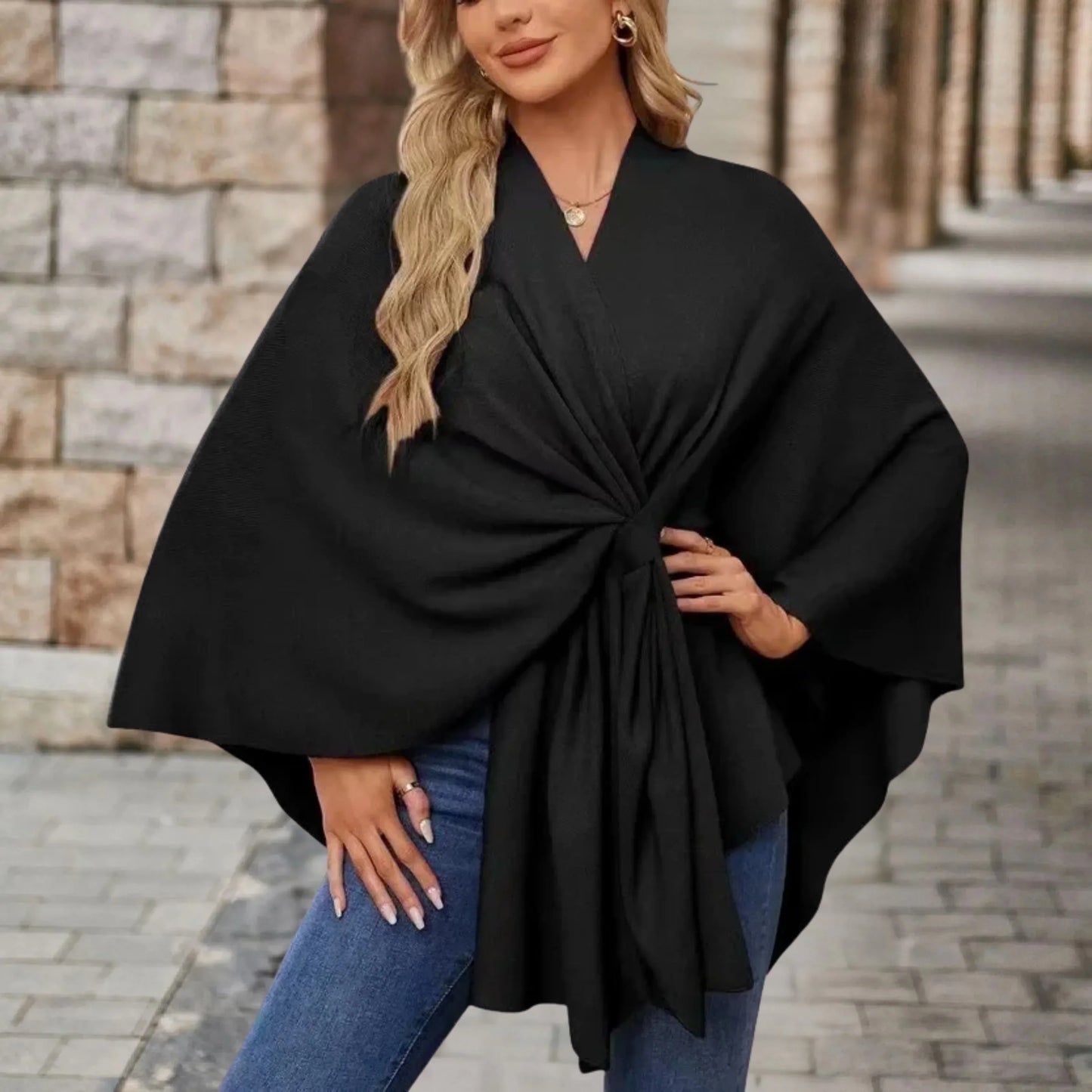 Ines | Elegant Draped Poncho
