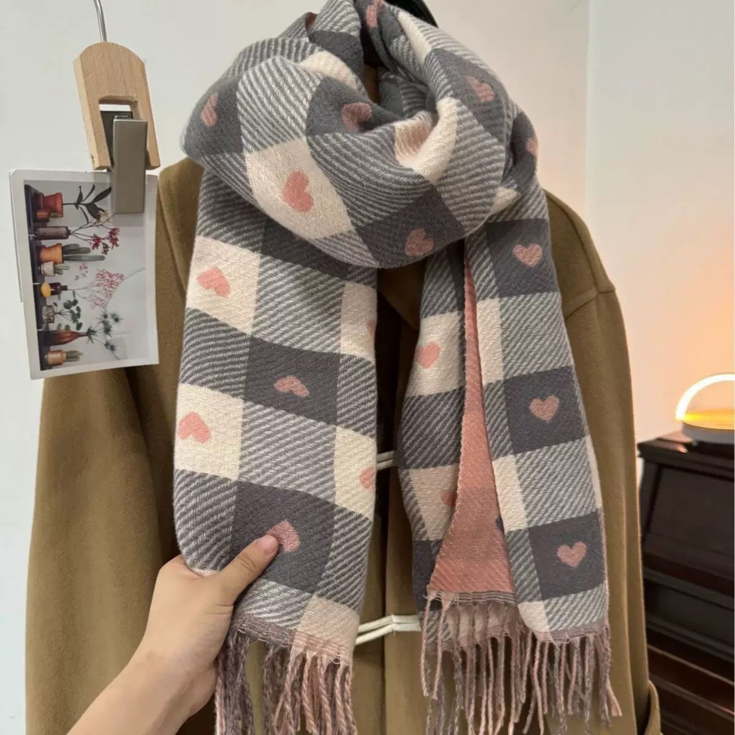 Maya | Cosy Warm Plaid Double Side Tassel Scarf