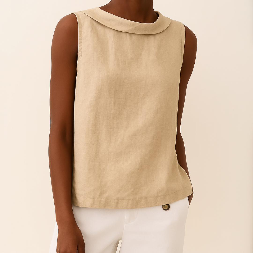 Caitlin | Sleeveless Roll Collar Top