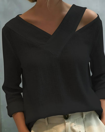 Brittany | Women's Asymmetric V-Neck Long Sleeve Top