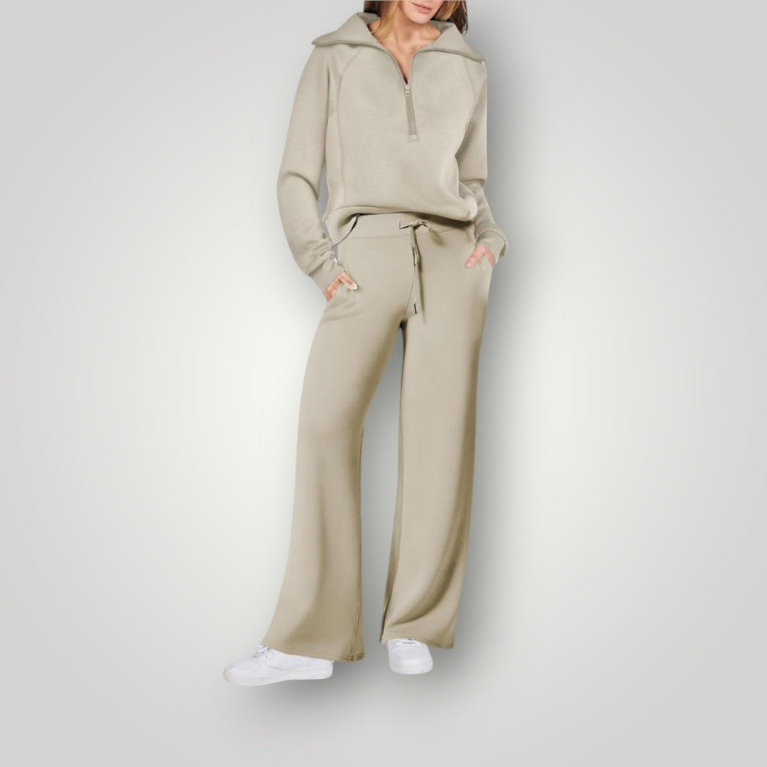 Luna | Women's Wide Leg Lounge Set Half Zip Sweatshirt