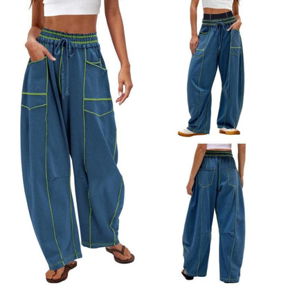 Antigone | Women's Wide Leg Cargo Pants High Waist Drawstring