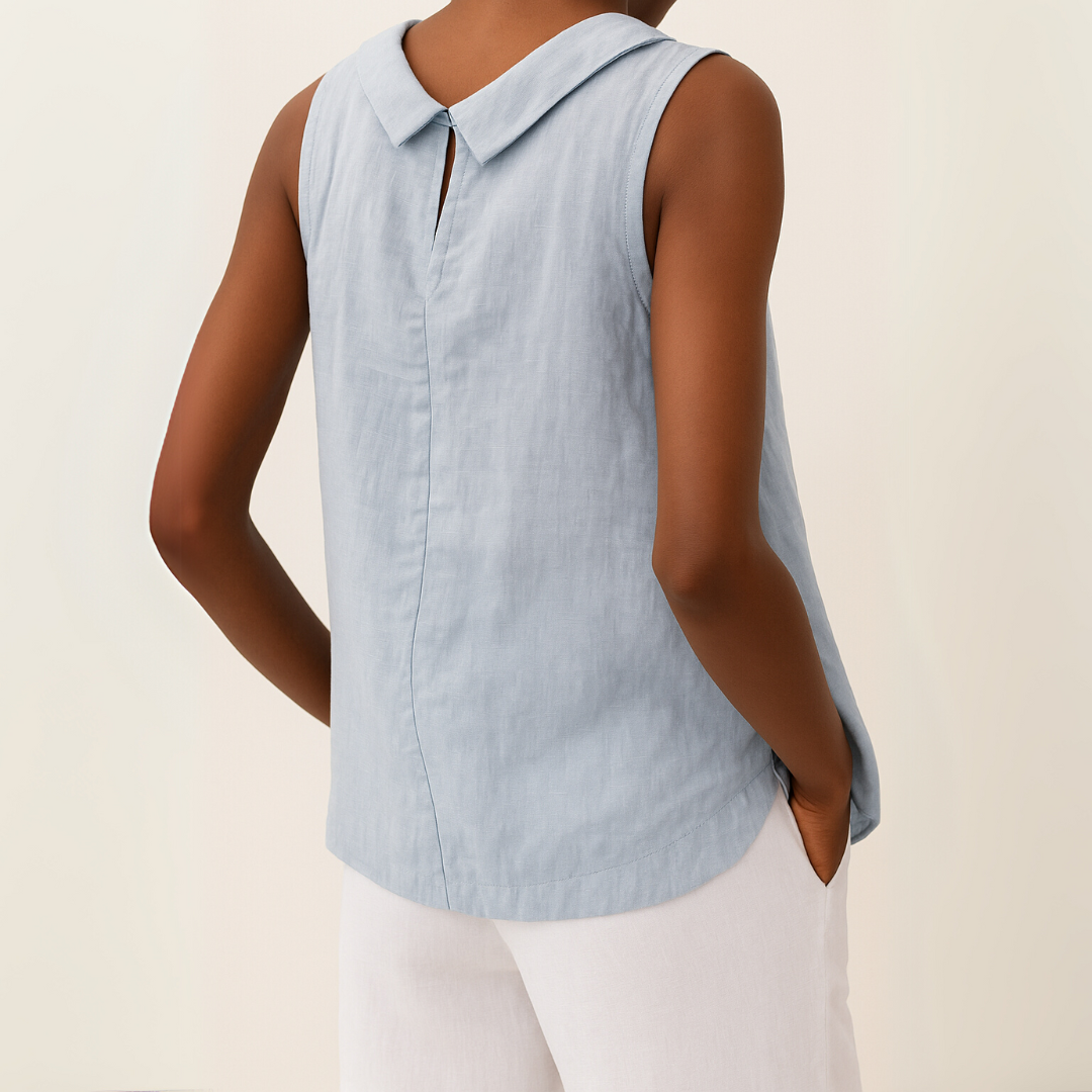 Caitlin | Sleeveless Roll Collar Top