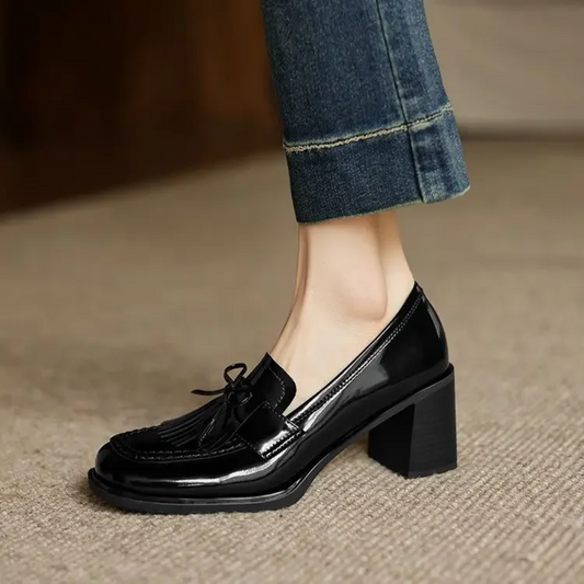 Alannah2™ | Women's Tassel Loafer Pumps Block Heel Round Toe Heels