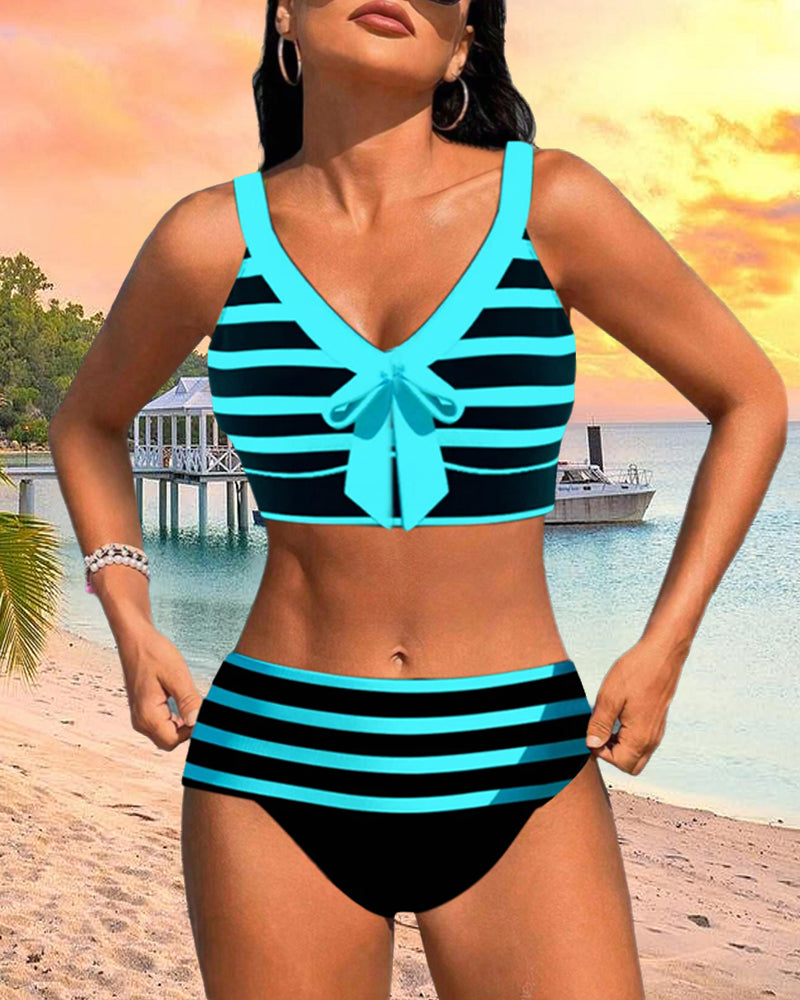Gwendolyn™ | Women's High Waist Striped Bikini Set
