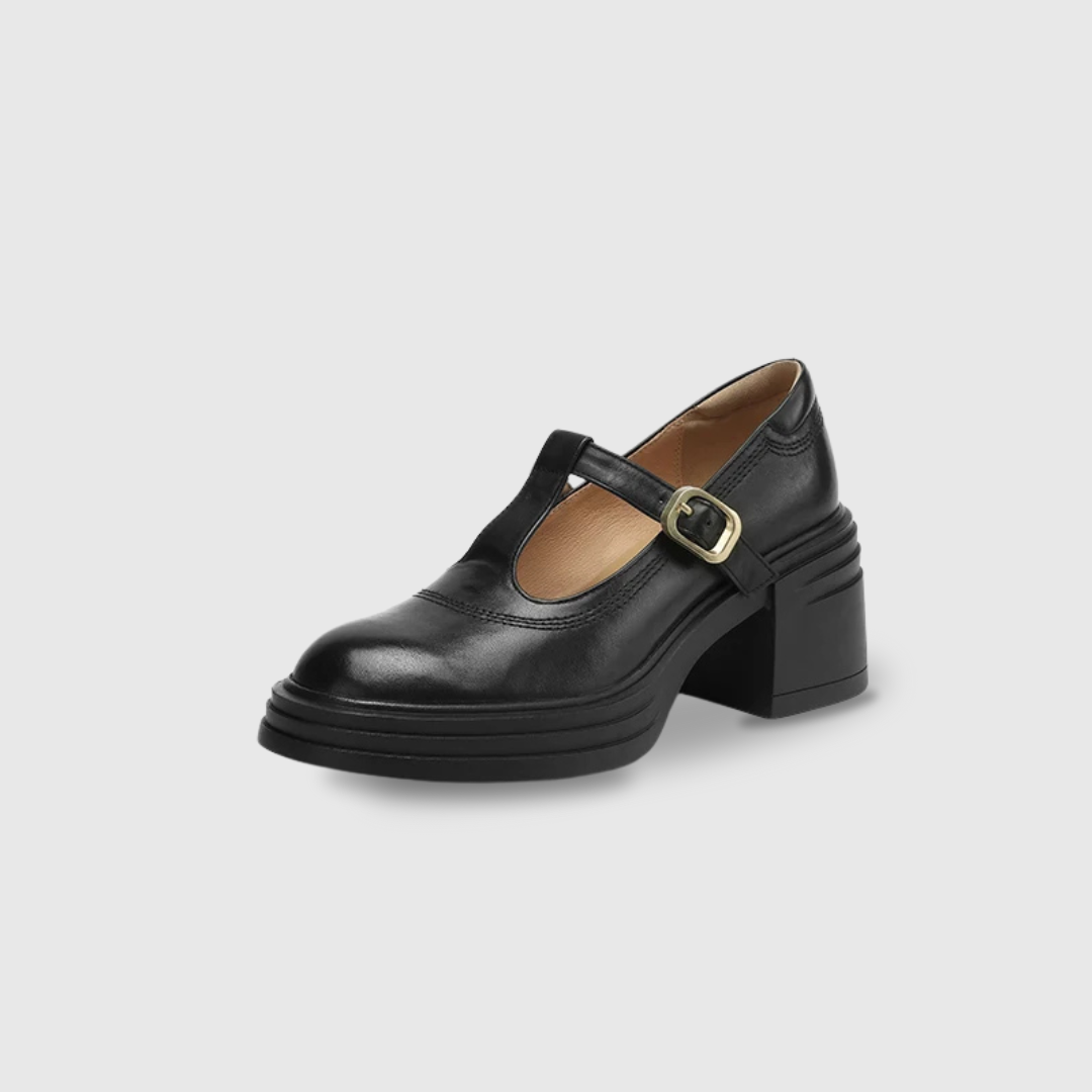 Brenda2™ | Women's Chunky Block Heel Mary Jane Pumps Round Toe Strap