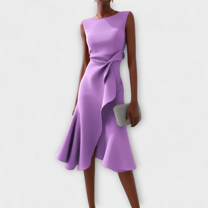 Verity | Draped Asymmetric Midi Dress