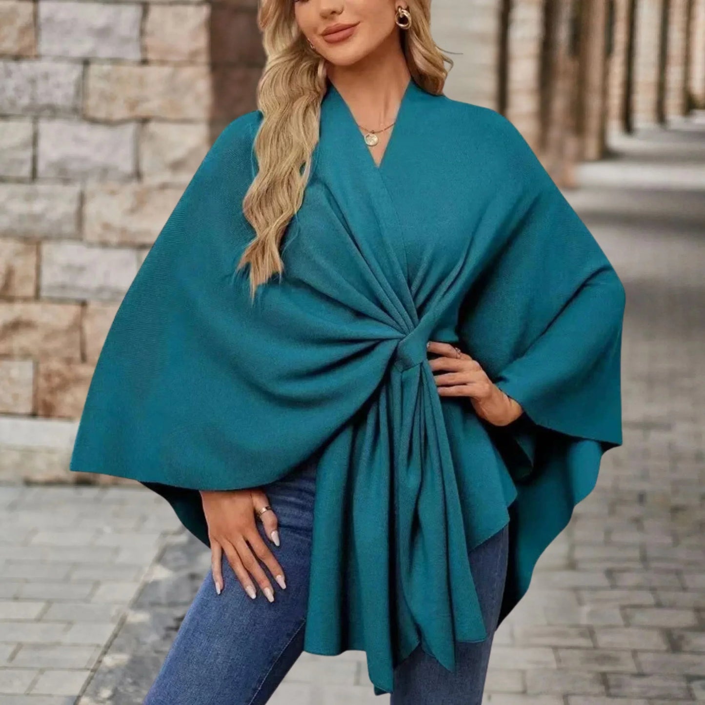 Ines | Elegant Draped Poncho