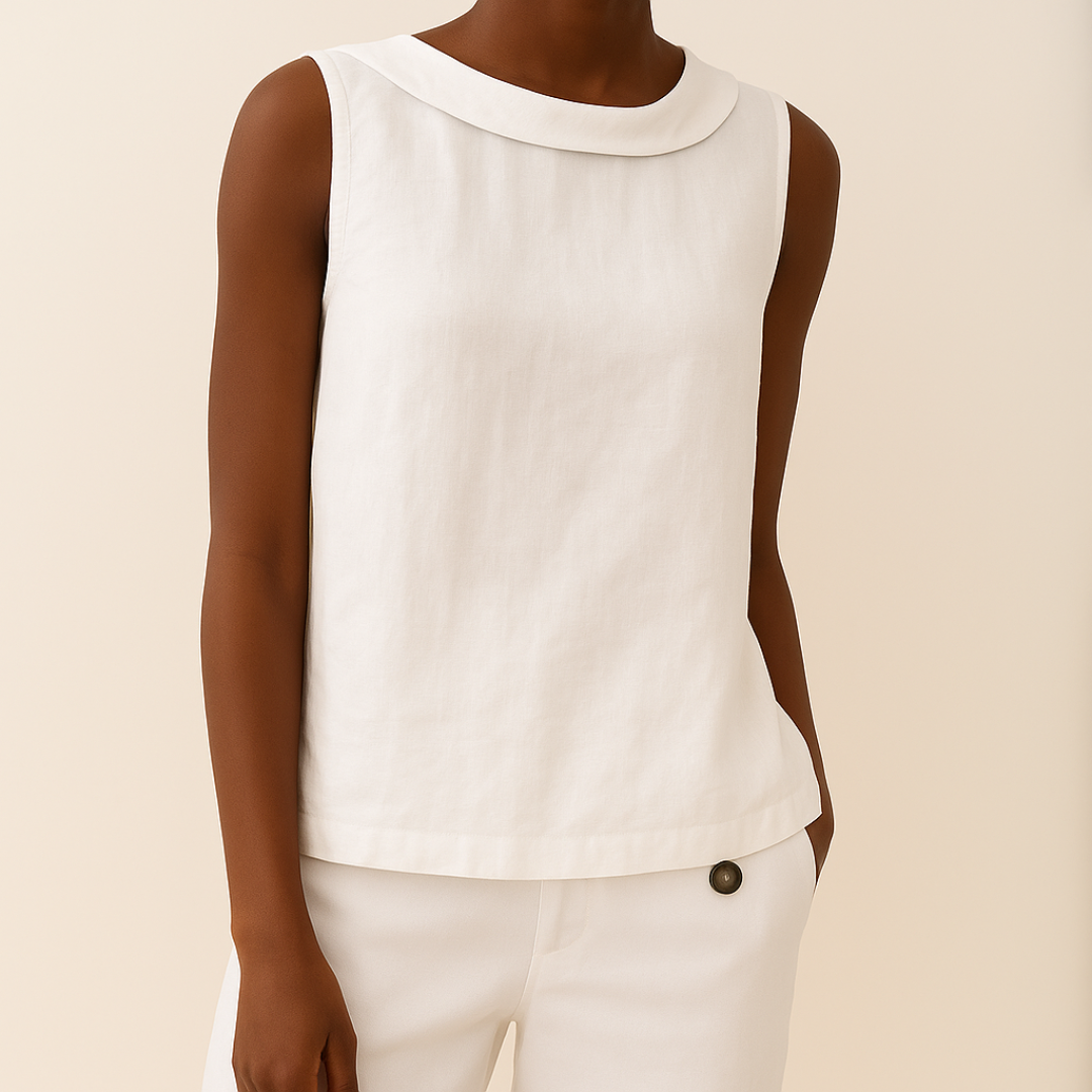 Caitlin | Sleeveless Roll Collar Top