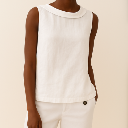 Caitlin | Sleeveless Roll Collar Top
