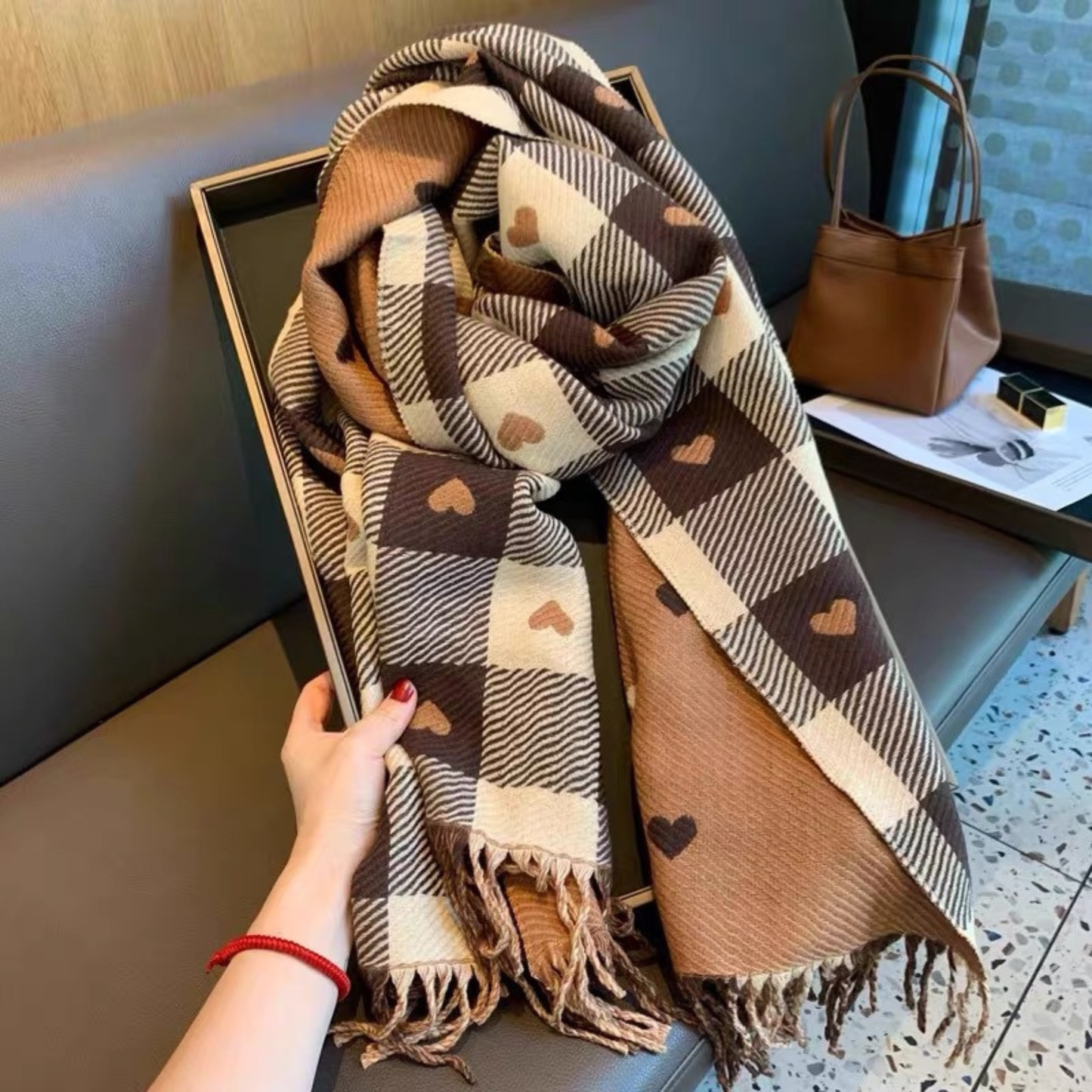 Maya | Cosy Warm Plaid Double Side Tassel Scarf