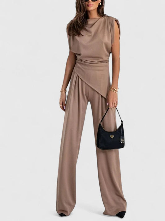 Layla | Women's Wide Leg Pants Occasion Set Draped Two-Piece