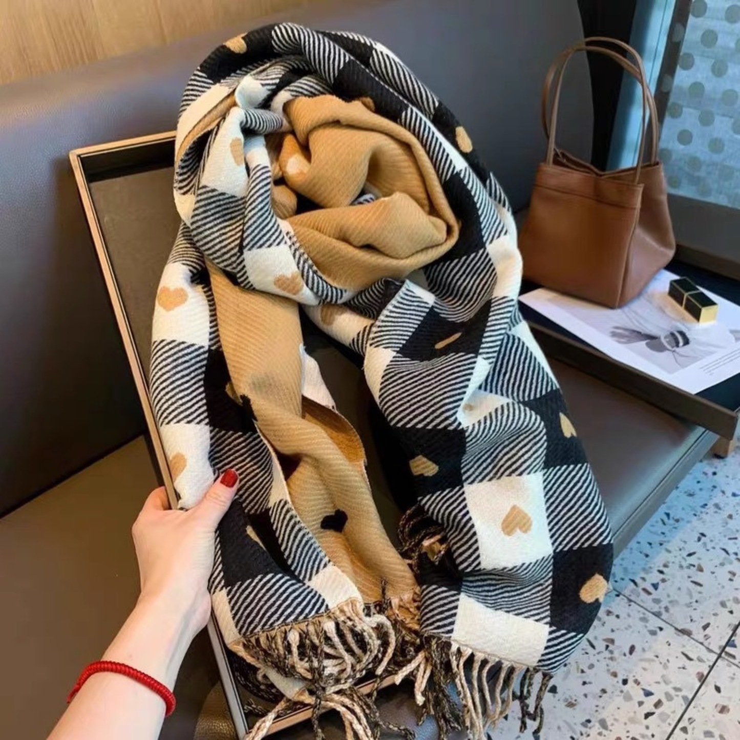 Maya | Cosy Warm Plaid Double Side Tassel Scarf