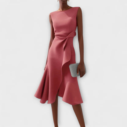 Verity | Draped Asymmetric Midi Dress