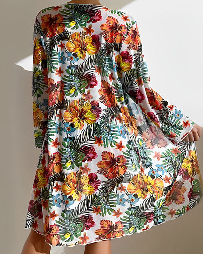 Tayla | Tropical Print Bikini Set with Cover-Up