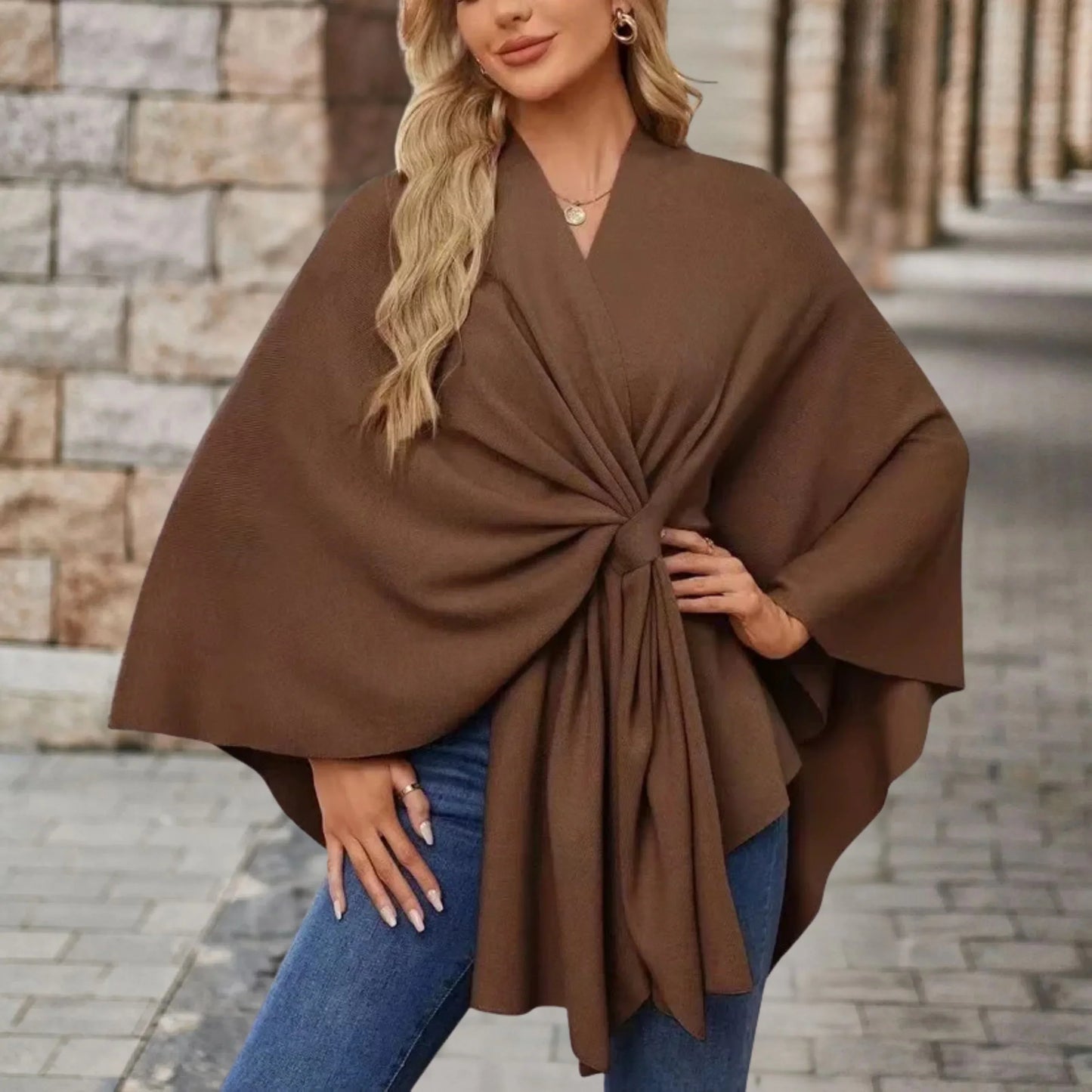 Ines | Elegant Draped Poncho