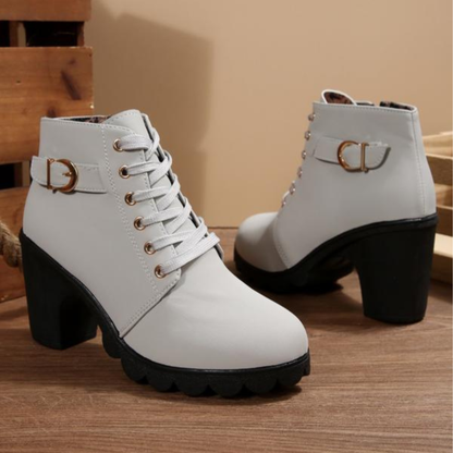 Serenity | Chic Lace-Up Chunky Ankle Boots