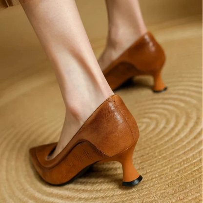 Daisy | Women's Pointed Toe Kitten Heel Pumps Slip On Mid Heel