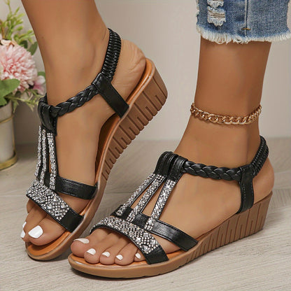 Adelaide | Women's Rhinestone Woven Sandals
