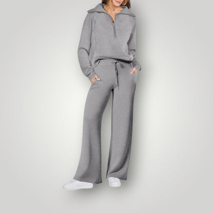 Luna | Women's Wide Leg Lounge Set Half Zip Sweatshirt