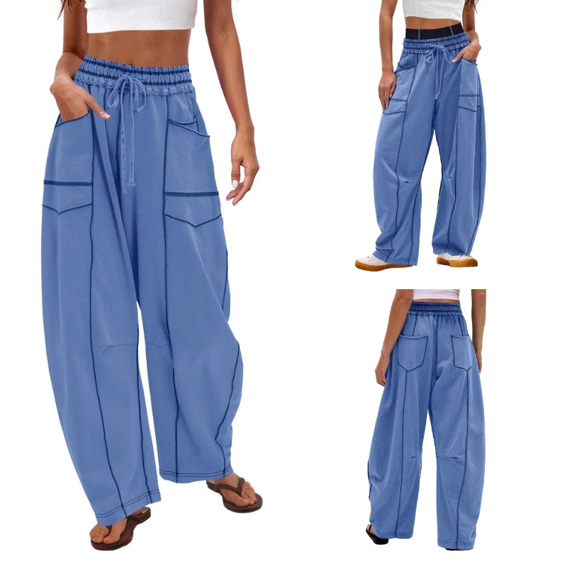 Antigone | Women's Wide Leg Cargo Pants High Waist Drawstring