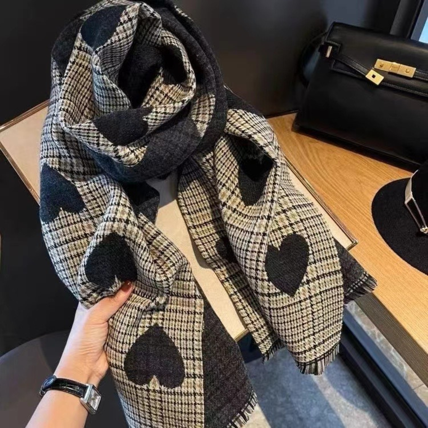 Maya | Cosy Warm Plaid Double Side Tassel Scarf