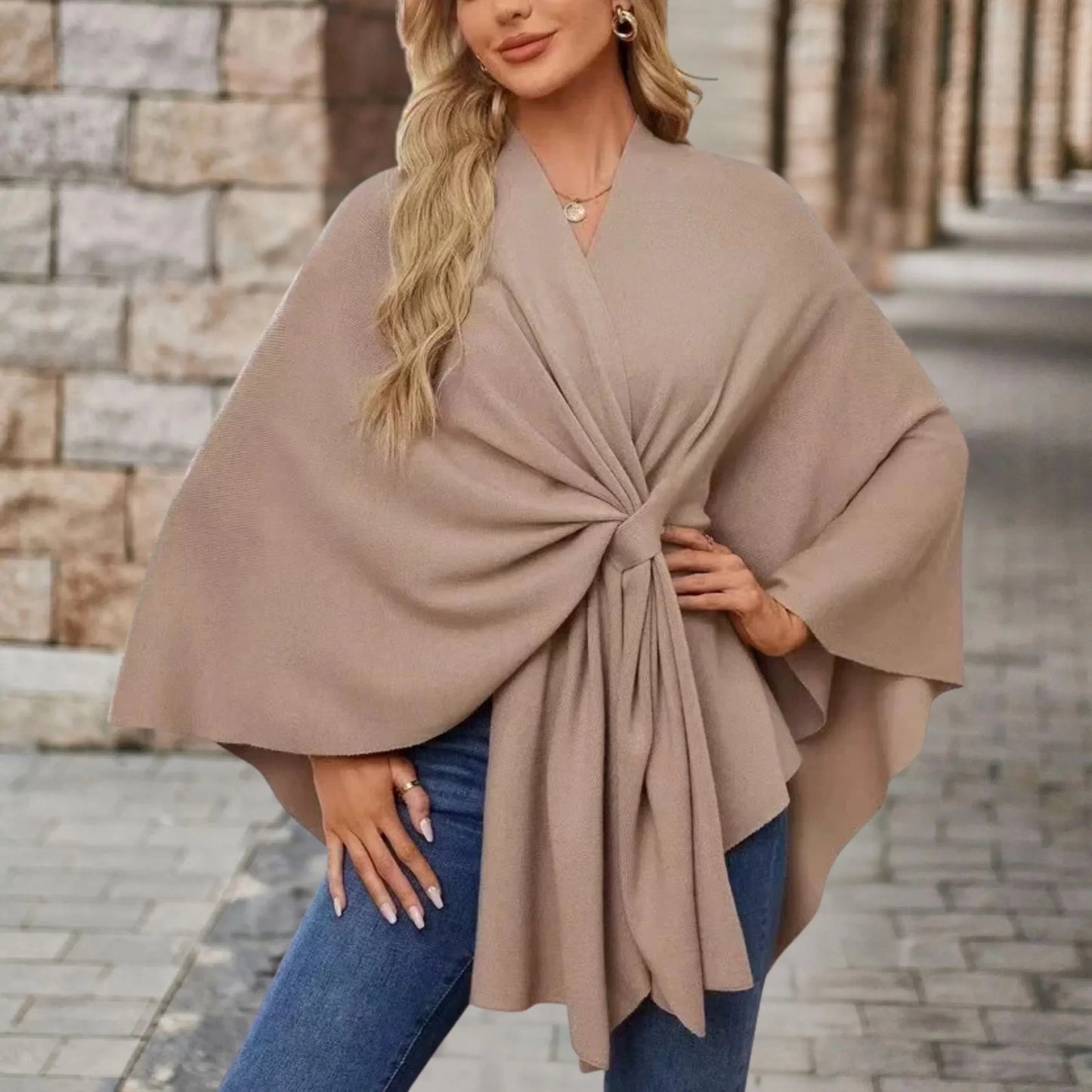 Ines | Elegant Draped Poncho