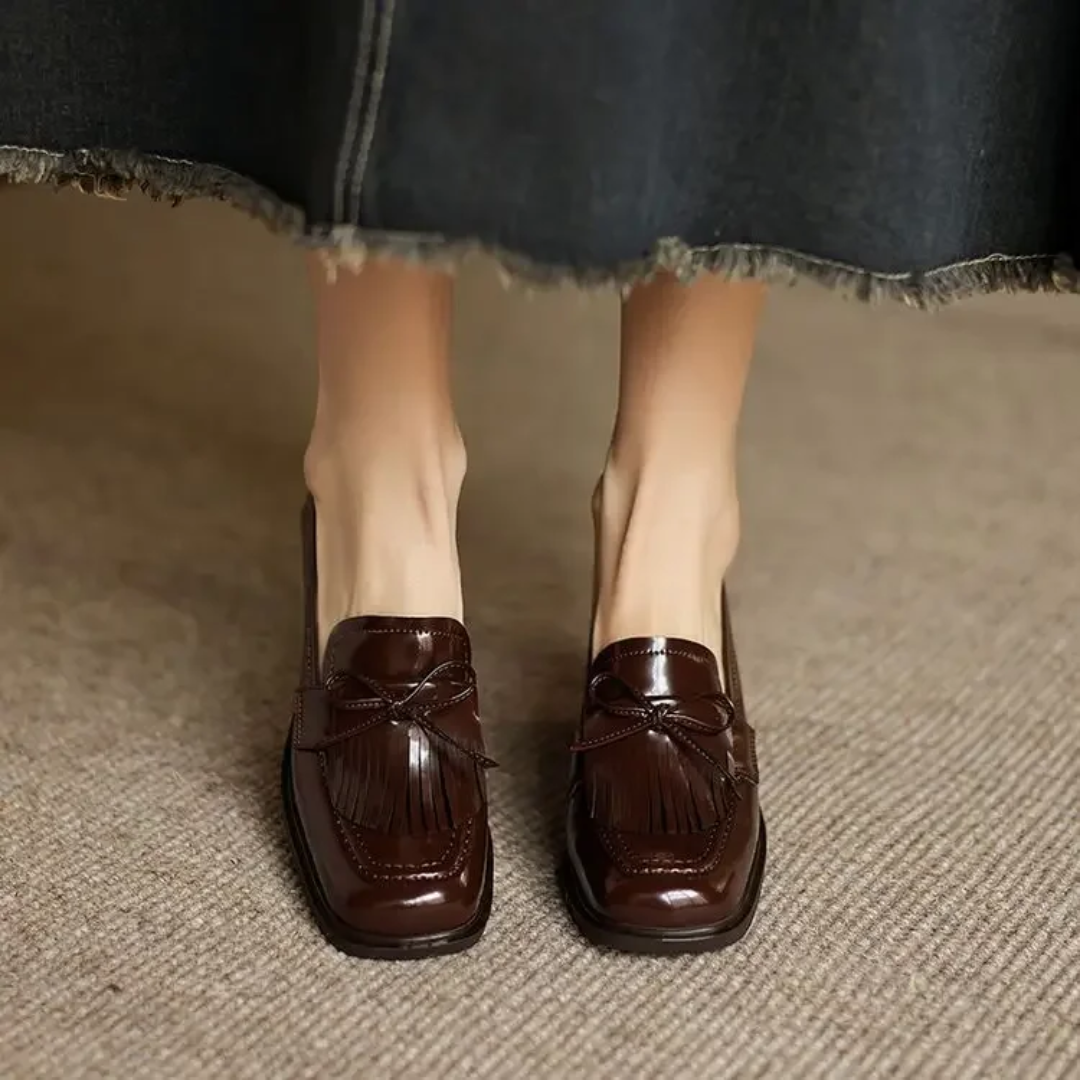 Alannah | Women's Tassel Loafer Pumps Block Heel Round Toe Heels
