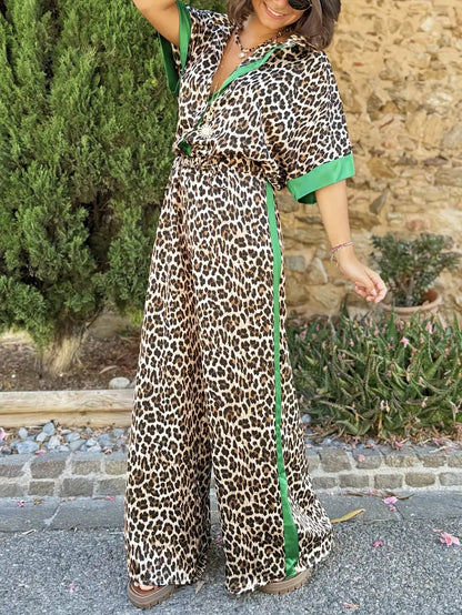 Caitlin | Fluid Leopard Print Wide Ensemble