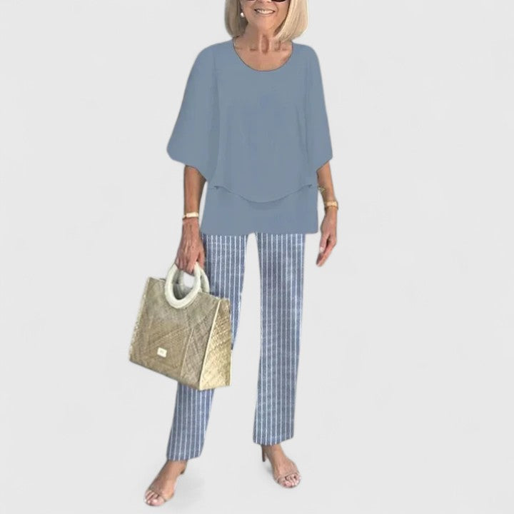 Fern | Women's Wide-Leg Pants & Casual Floral Top Set